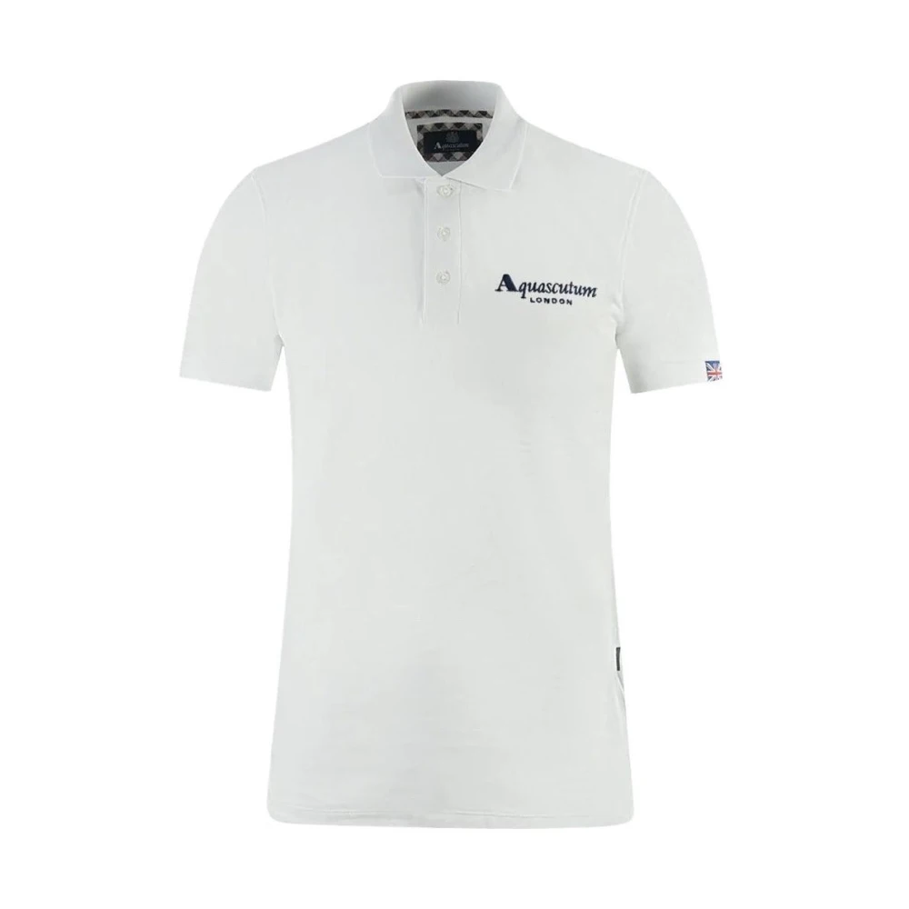 Aquascutum Katoenen poloshirt met contrastlogo White Heren