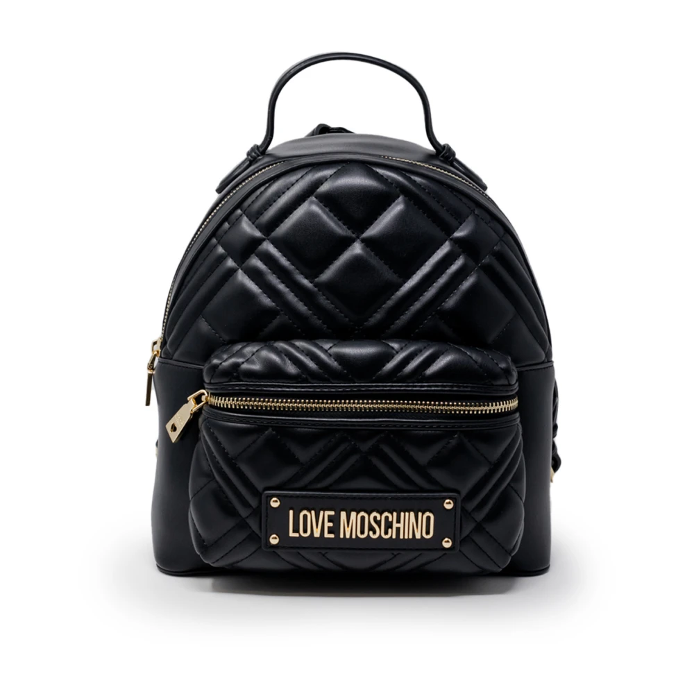 Love Moschino Zwarte rugzak met voorvakken Black Dames