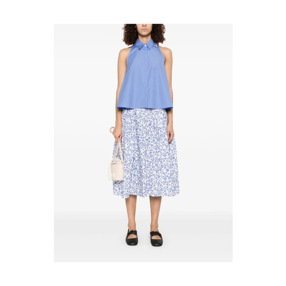 Marni Blauw Mouwloos Geborduurd Overhemd Blue Dames