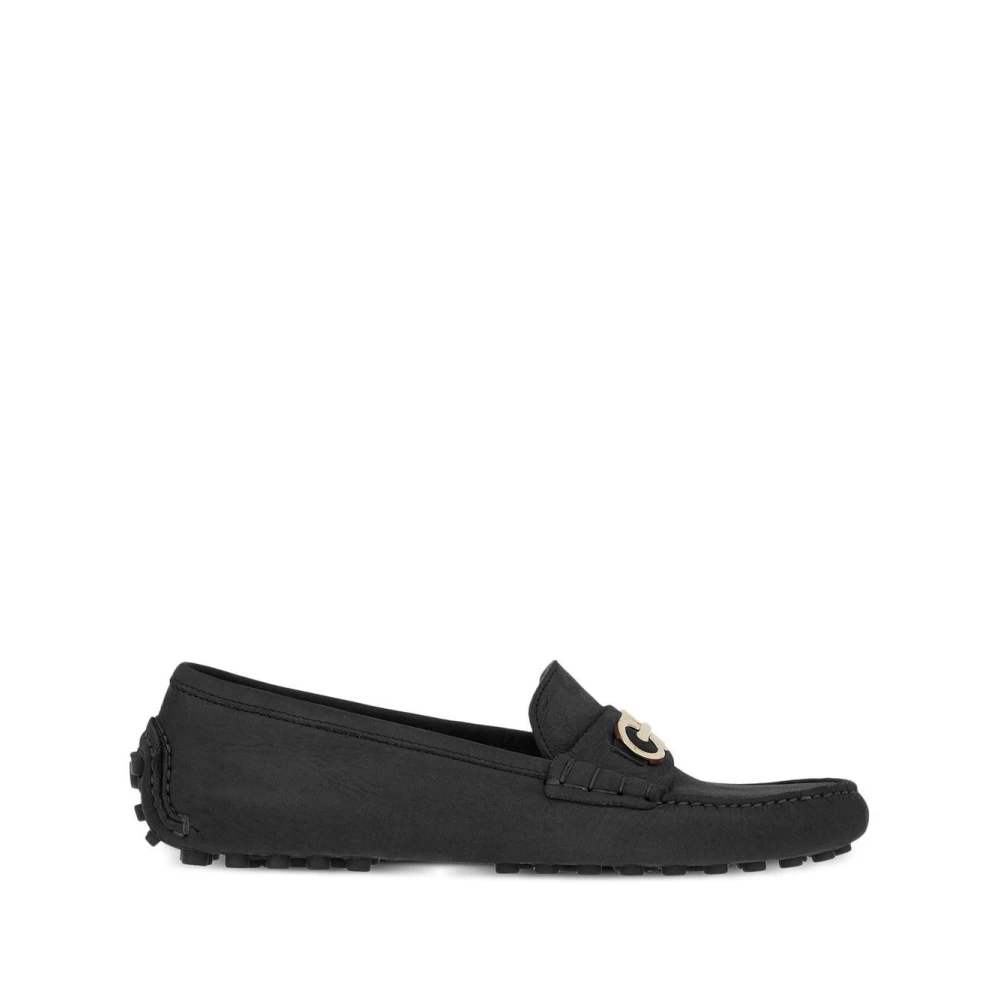 Salvatore Ferragamo Gancini Leren Loafers Zwart Black Dames