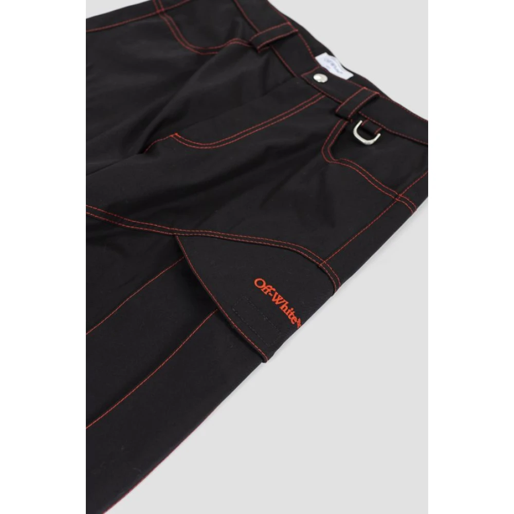 Off White Zwarte Cargo Broek Wijde Pasvorm Black Heren