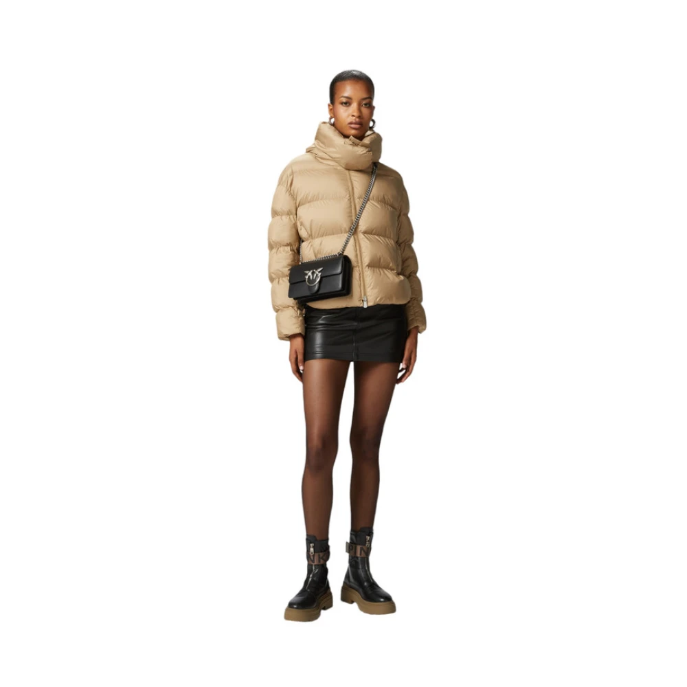 pinko Korte Gewatteerde Jas Beige Dames