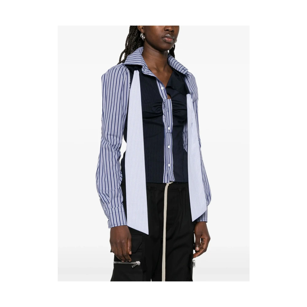 Ottolinger Navy Blue Deconstructed Overhemd met Sjaal Detail Blue Dames