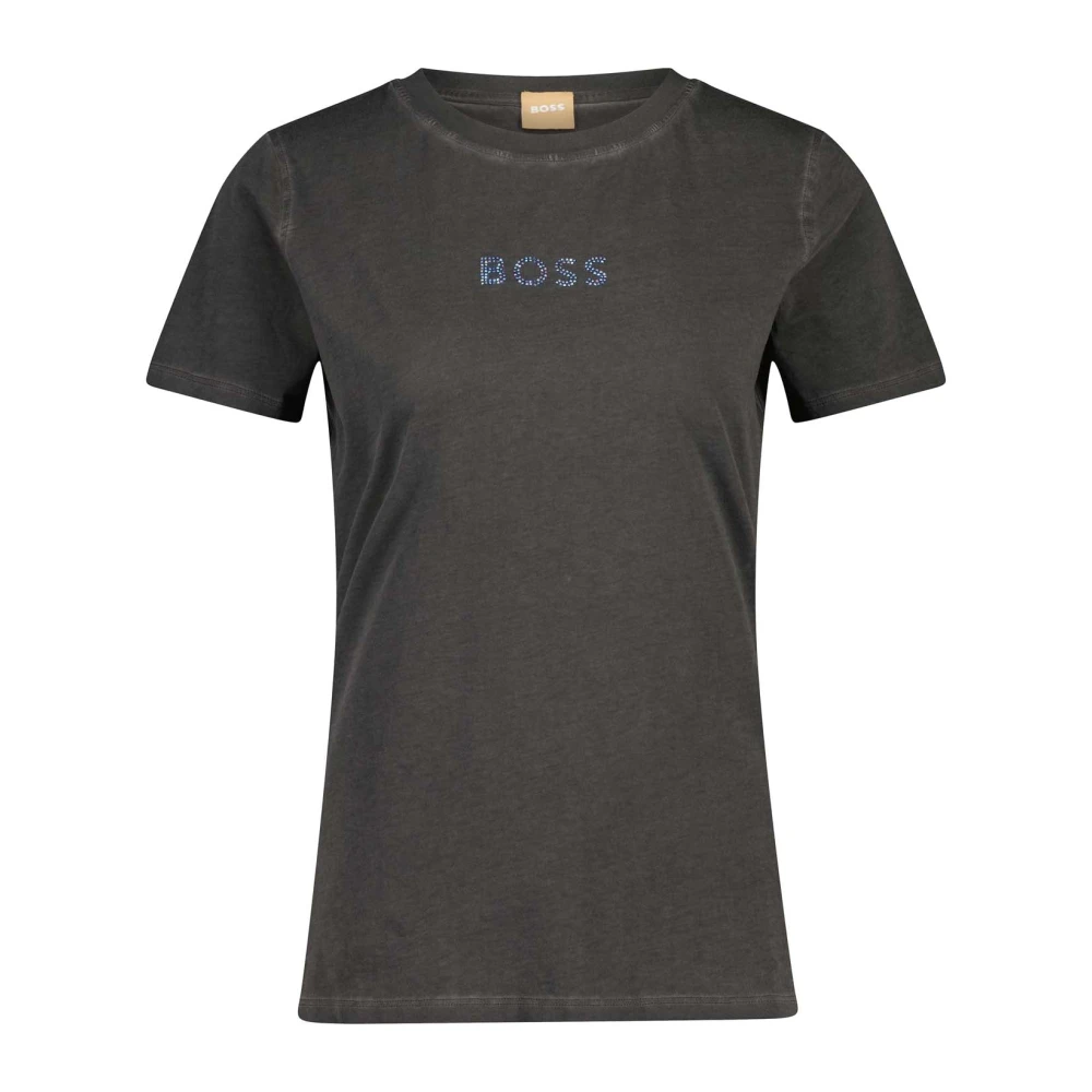Hugo Boss Logo Rhinestone T-Shirt Gray Dames