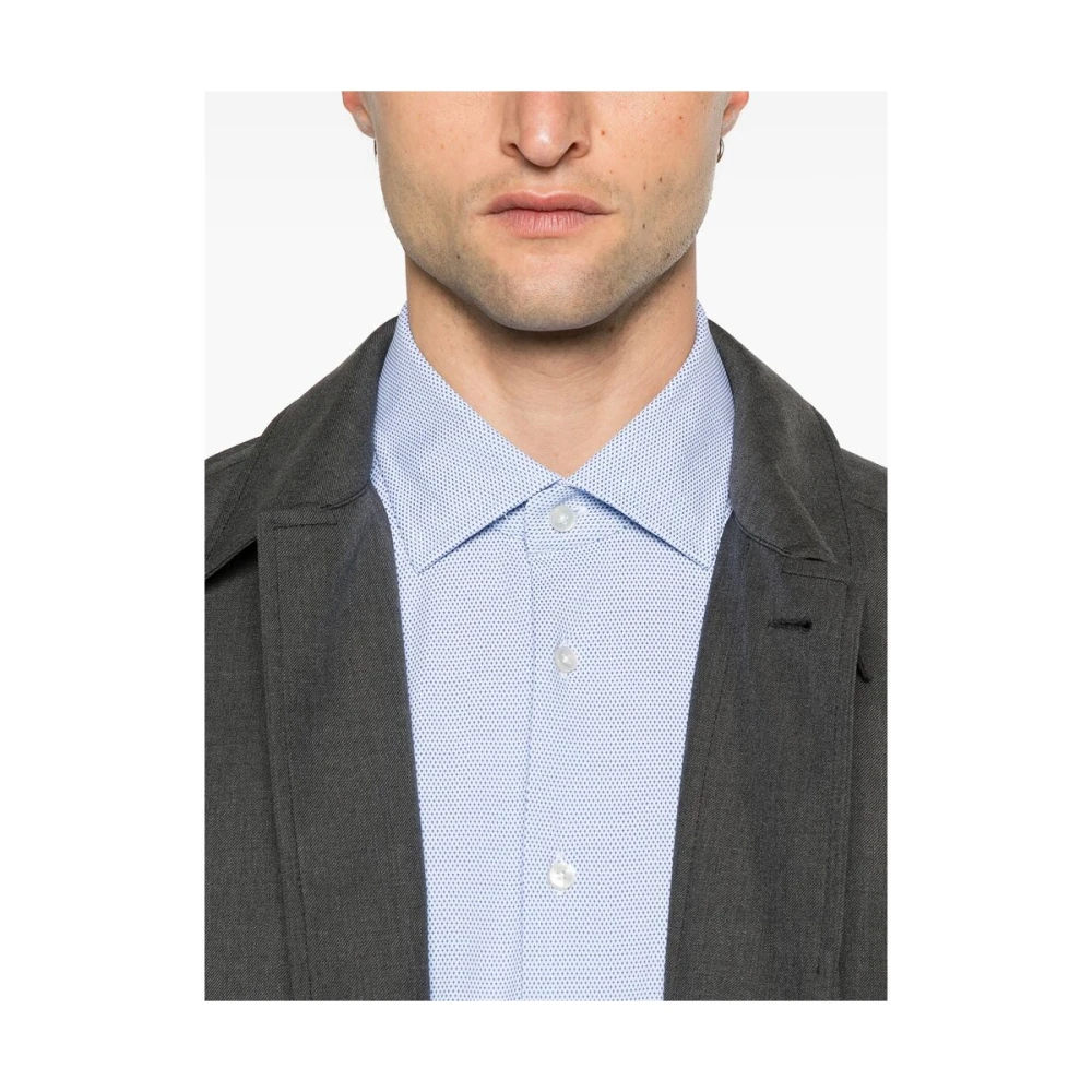 Xacus Blauw Wit Diamantpatroon Overhemd Blue Heren