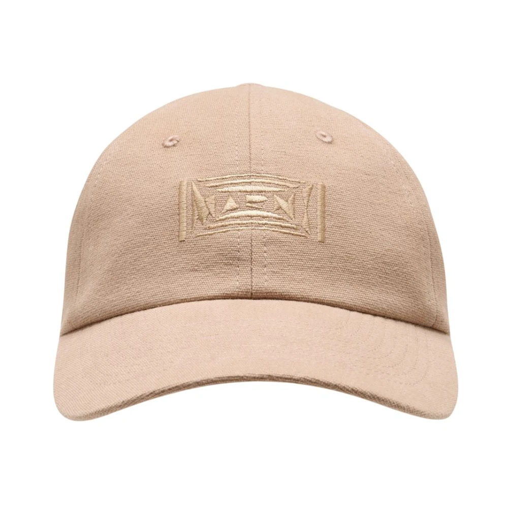 Marni Unisex Beige Hats & Caps, S, Embroidered Logo Cap