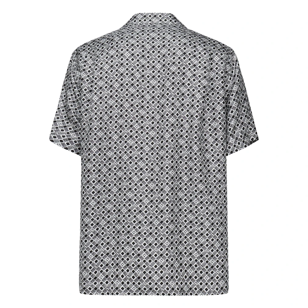 Dolce & Gabbana Zijden Grijze Shirt Cubaanse Kraag Korte Mouwen Gray Heren