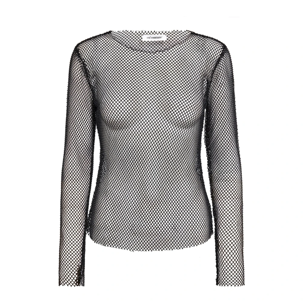 Co'Couture Zwart Net Blouse Top Black Dames
