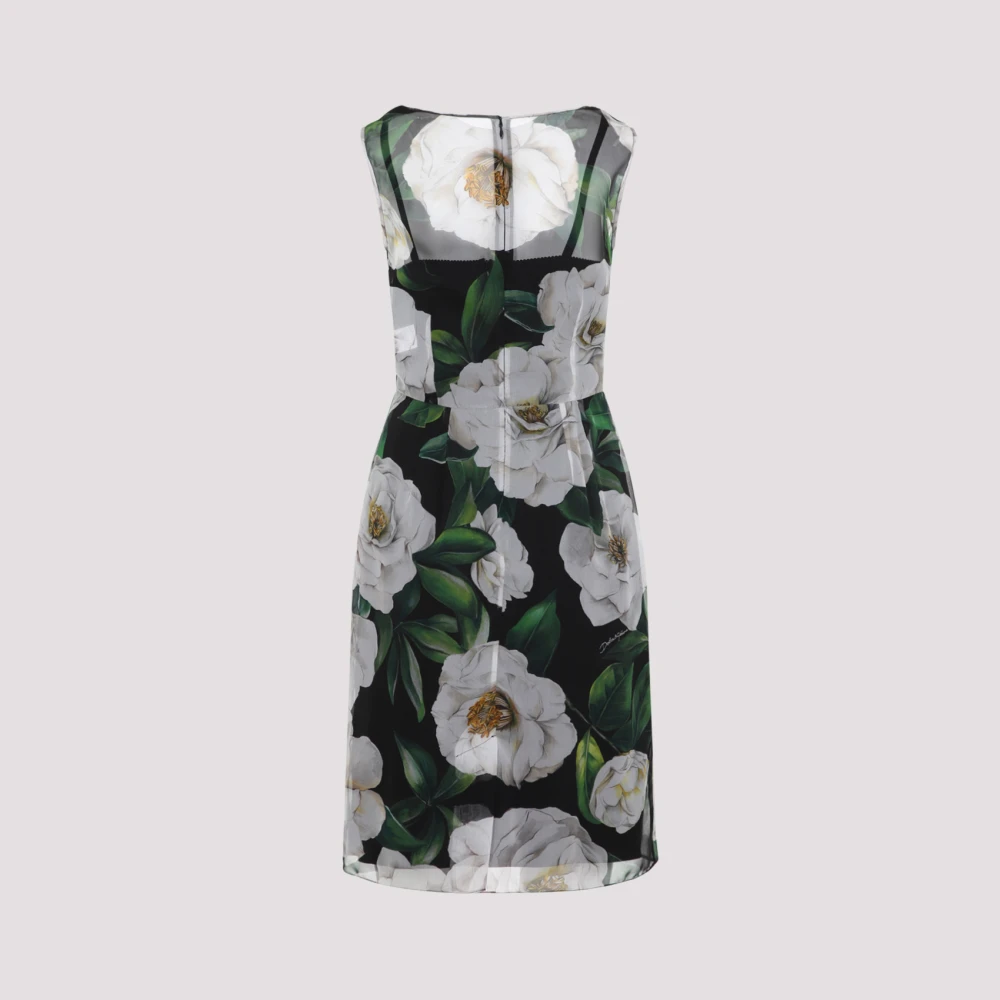 Dolce & Gabbana Zwarte Zijden Jurk Elegante Stijl Multicolor Dames