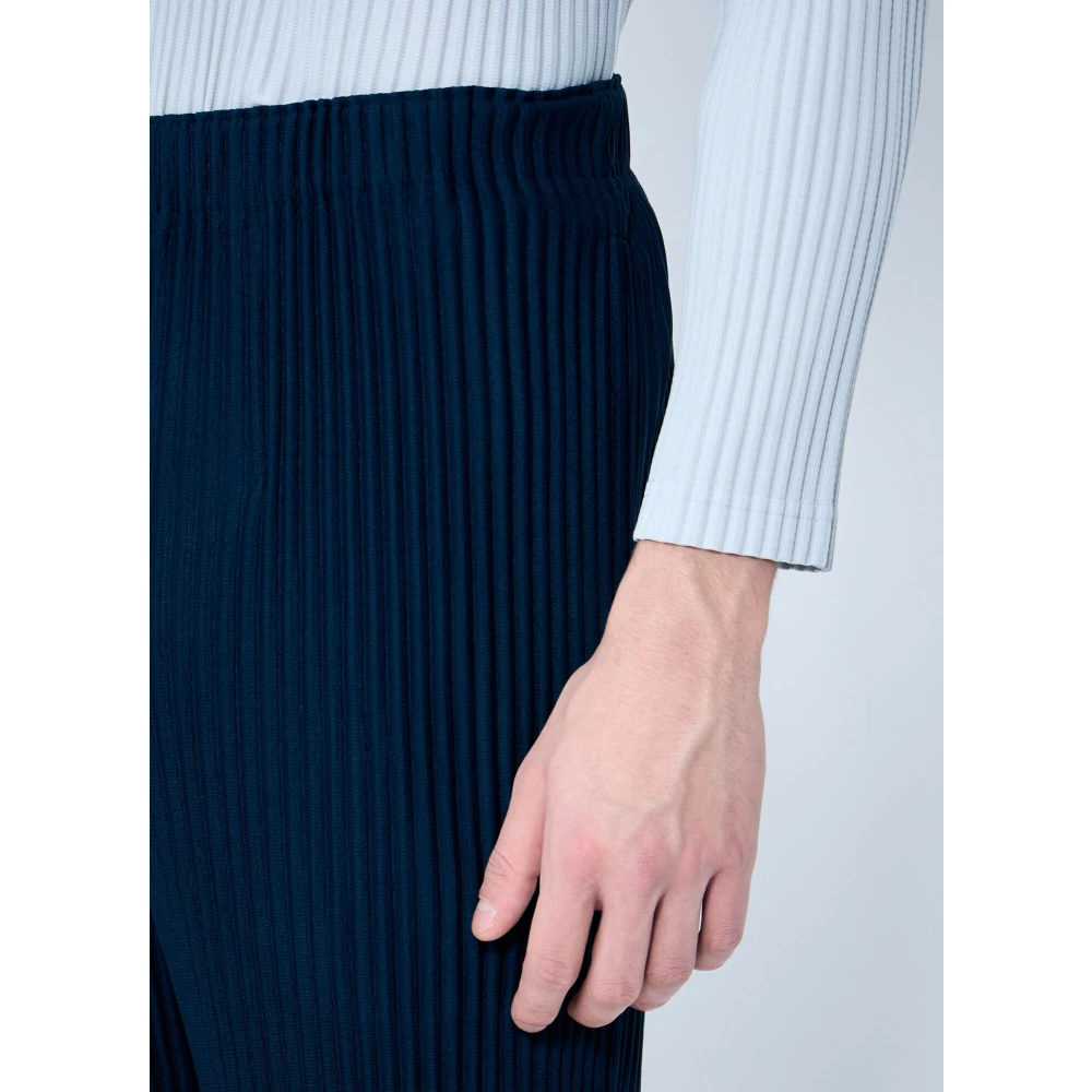 Issey Miyake Geplooide Straight-Leg Broek Blue Heren