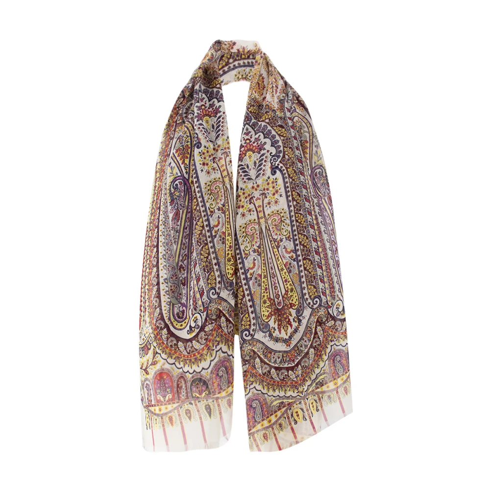 ETRO Zijden sjaal met Paisley-print en franjes Multicolor Dames