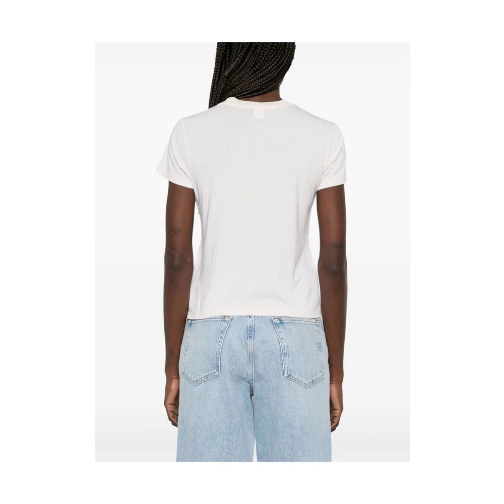 Re Done Smiley Face Print Crew Neck T-shirt White Dames