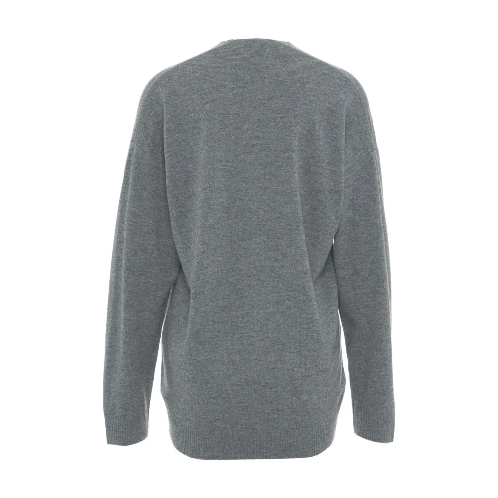 N21 Grijze Wollen V-Hals Trui Gray Dames