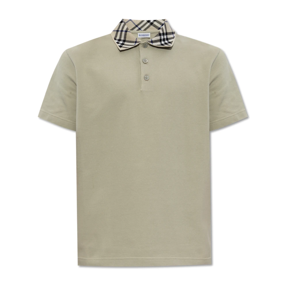 Burberry Polo met geruite kraag Green Heren