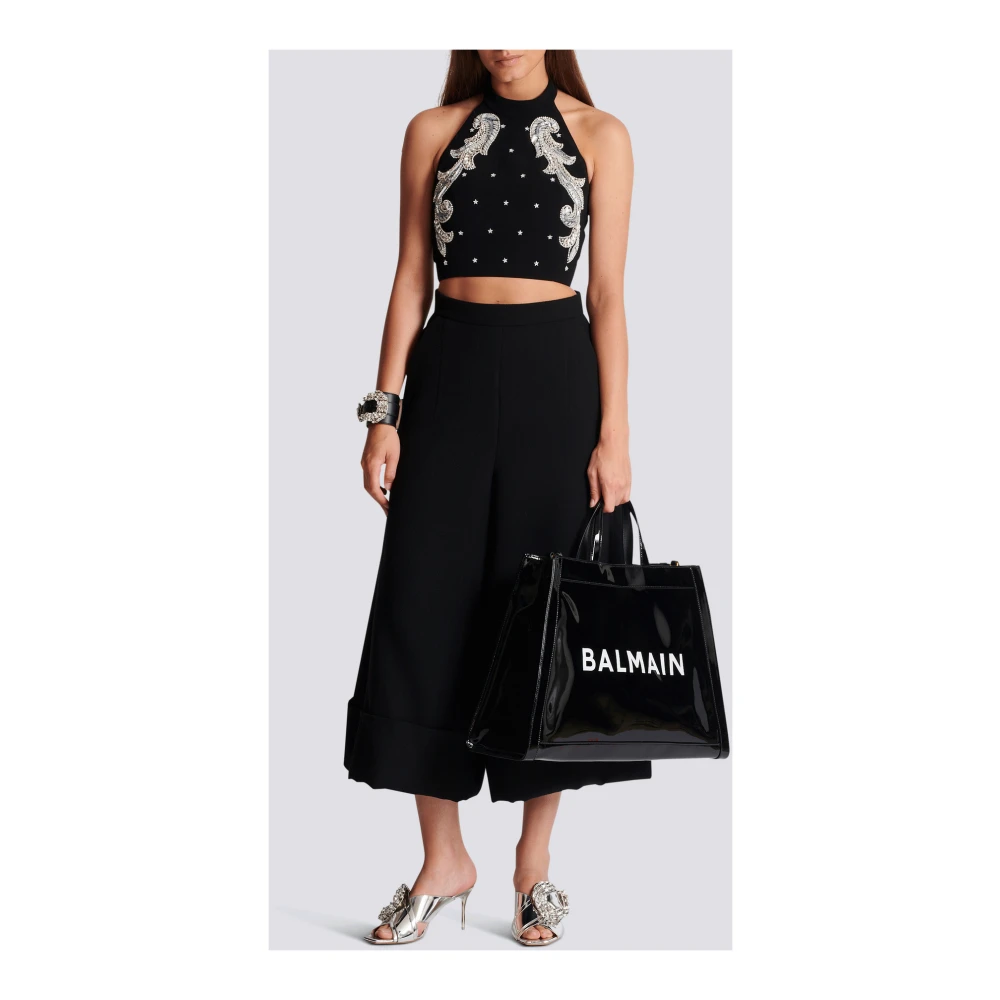 Balmain Barok geborduurde top zonder rug Black Dames