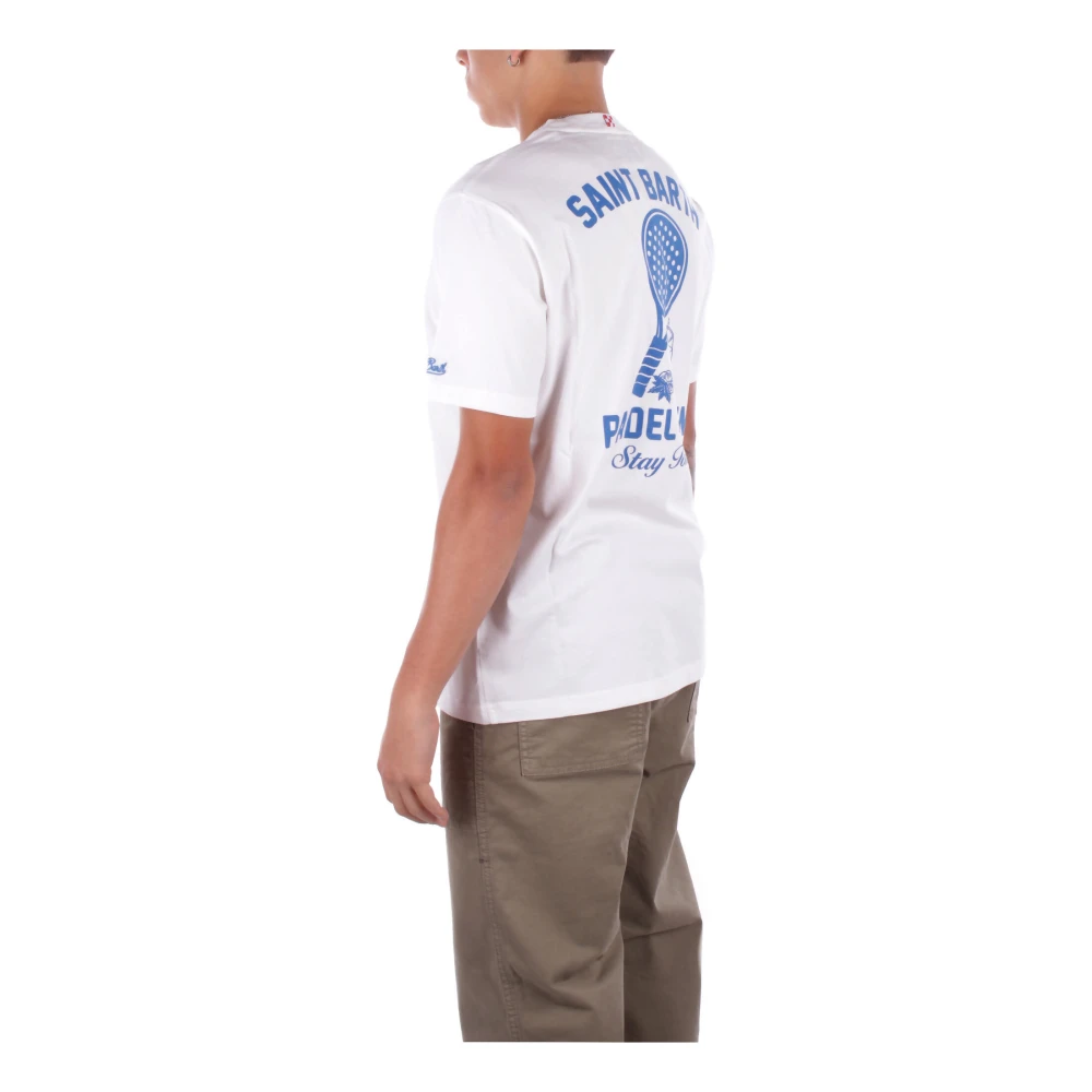 Saint Barth Logo Zij T-shirts en Polos Wit White Heren