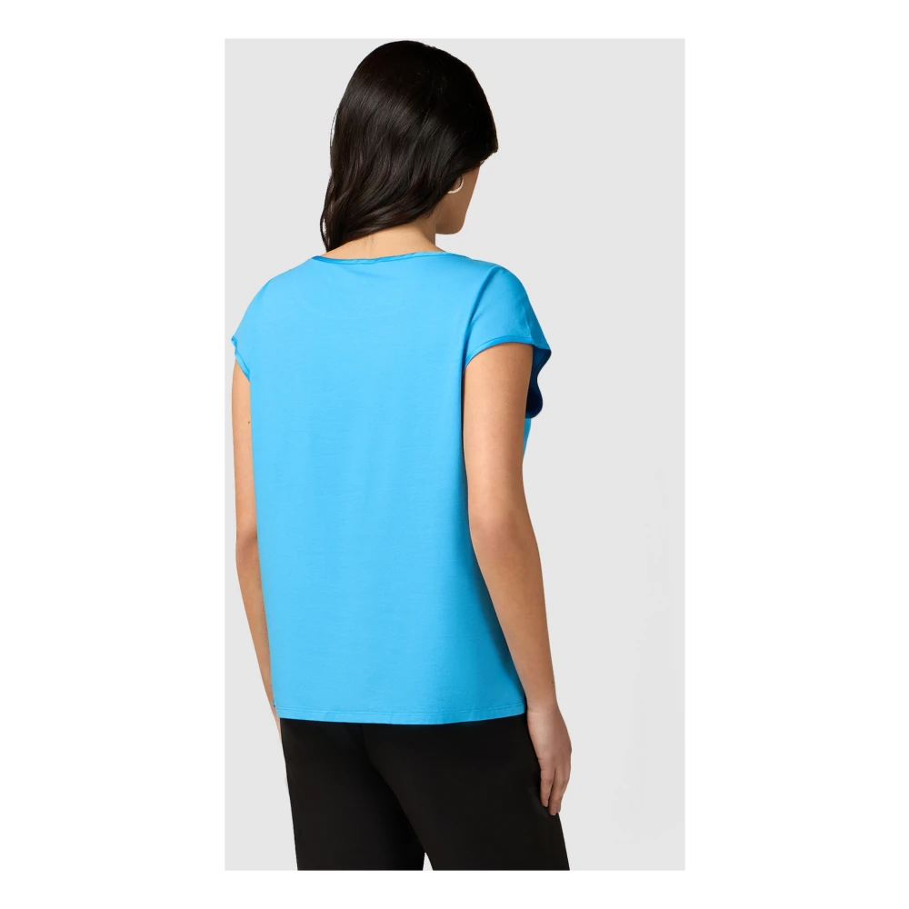 Oltre Kimono Sleeve T-Shirt in Satijn en Viscose Jersey Blue Dames