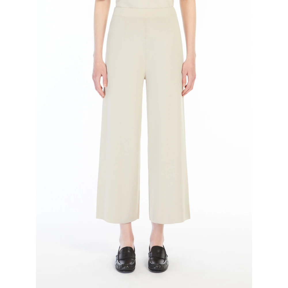 Max Mara Rechte Pasvorm Elastische Taillebroek Beige Dames