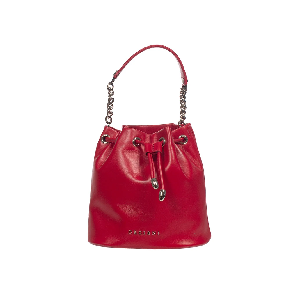 Orciani Leren emmer tas met messing details Red Dames