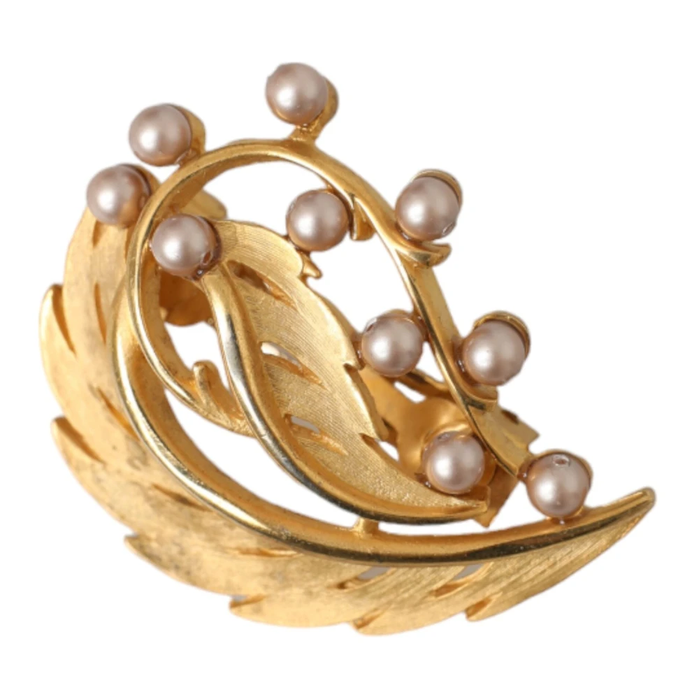 Dolce & Gabbana Gouden Blad Versierde Sieraden Haarspeld Yellow Dames