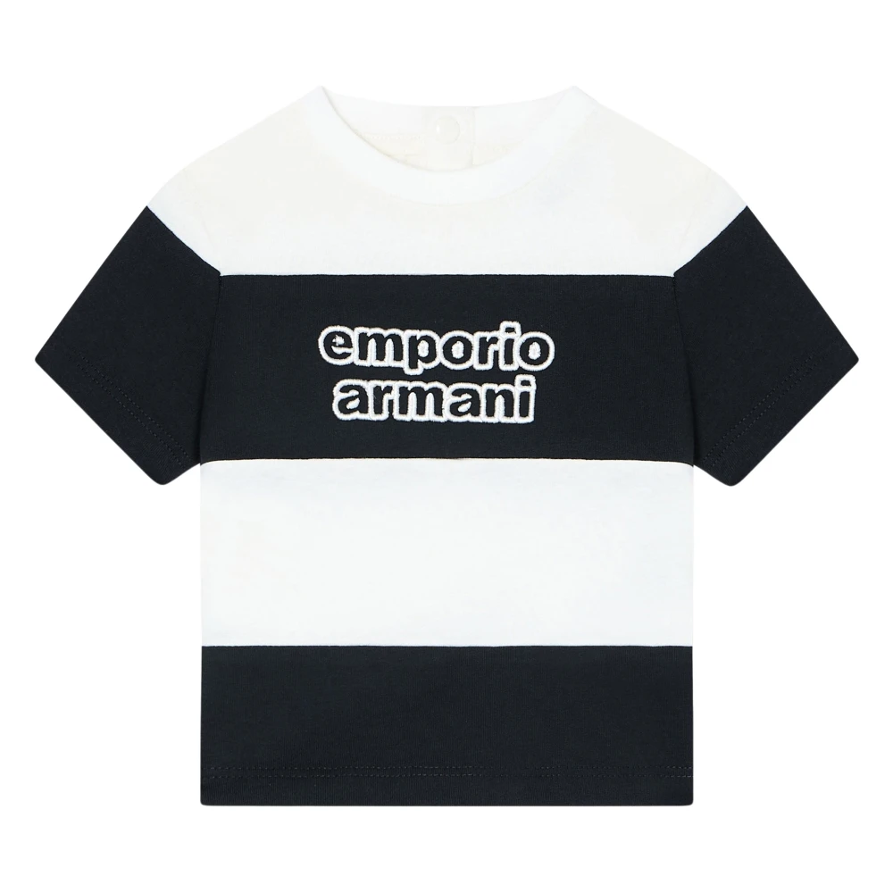 Emporio Armani Men's Multicolor T-Shirts, 9 M, Striped Logo T-Shirt