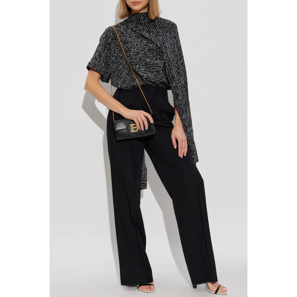 Balmain Zijden top met monogram Black Dames