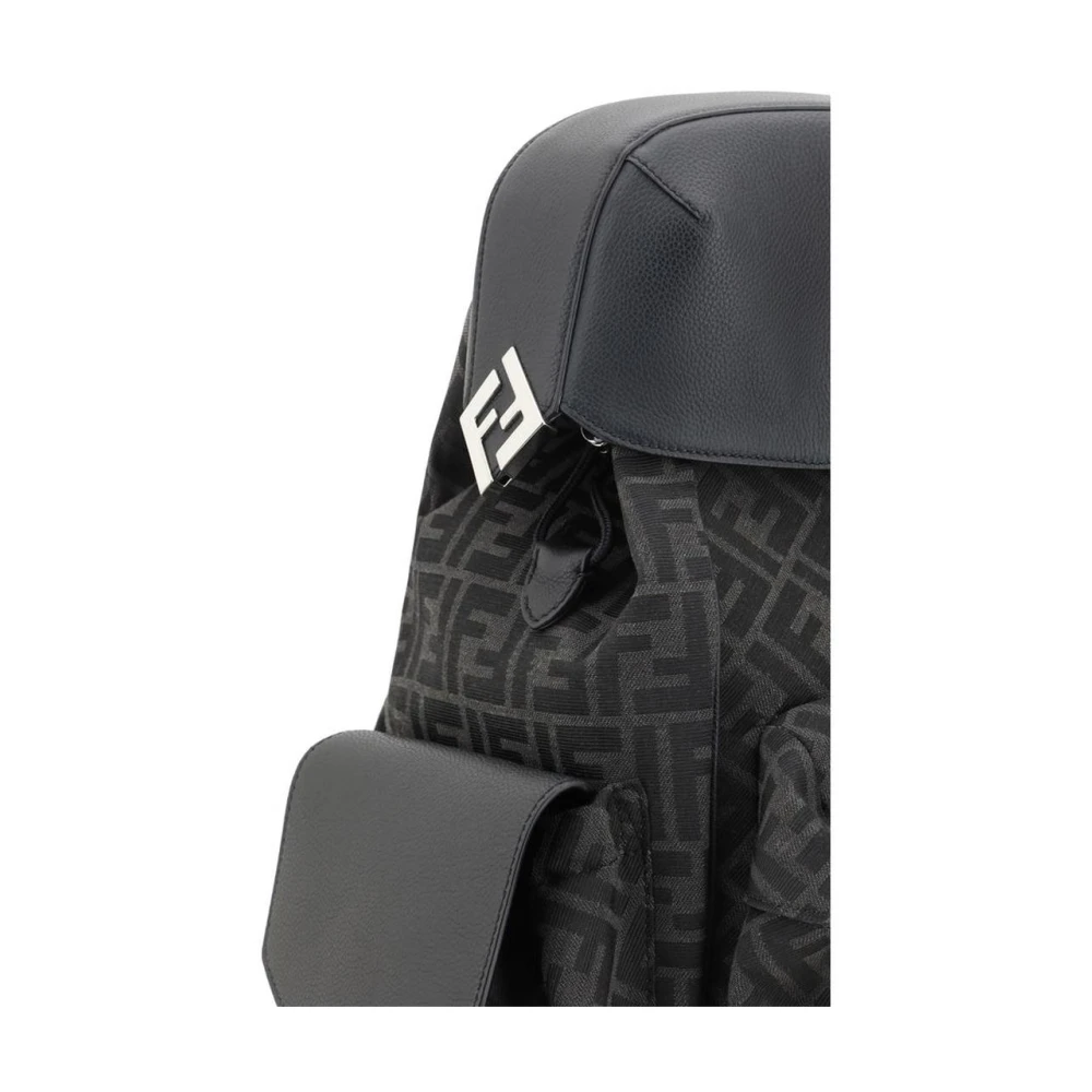 Fendi Iconische Jacquard Weave Drive Rugzak Black Heren