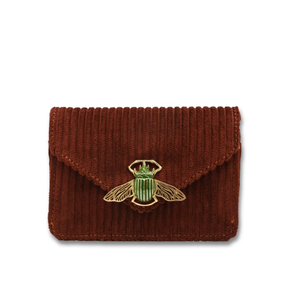 Claris Virot Groene Scarabee Enveloppe Kaarthouder Brown Dames