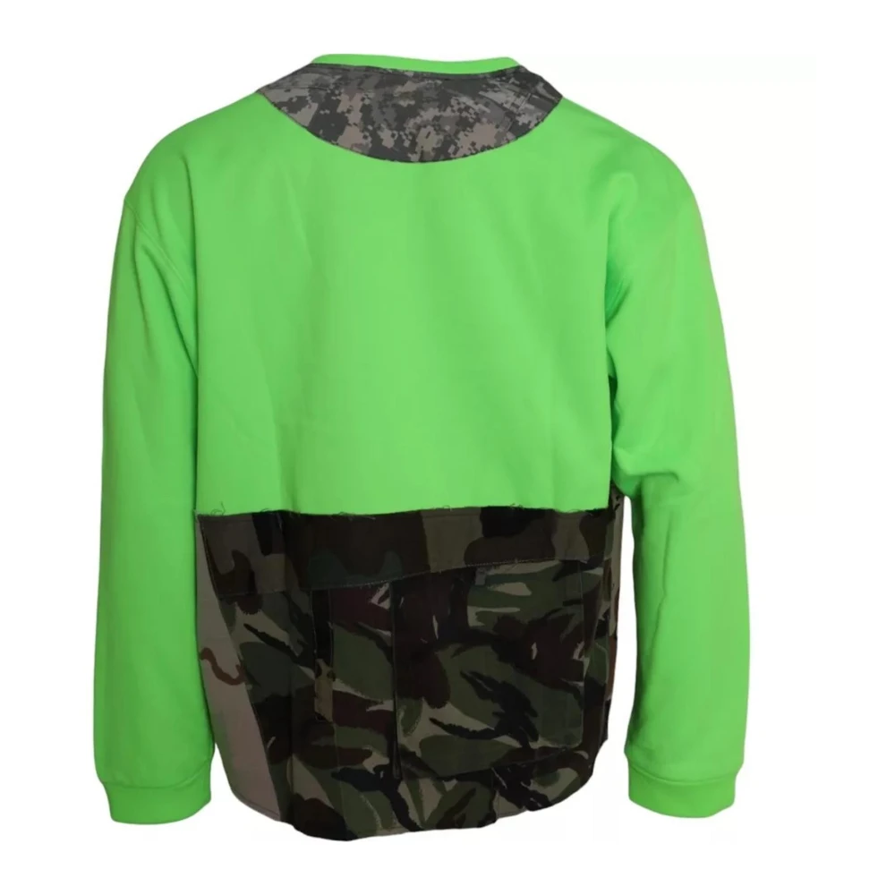 Dolce & Gabbana Groene Patchwork Heart Crew Neck Sweater Green Heren