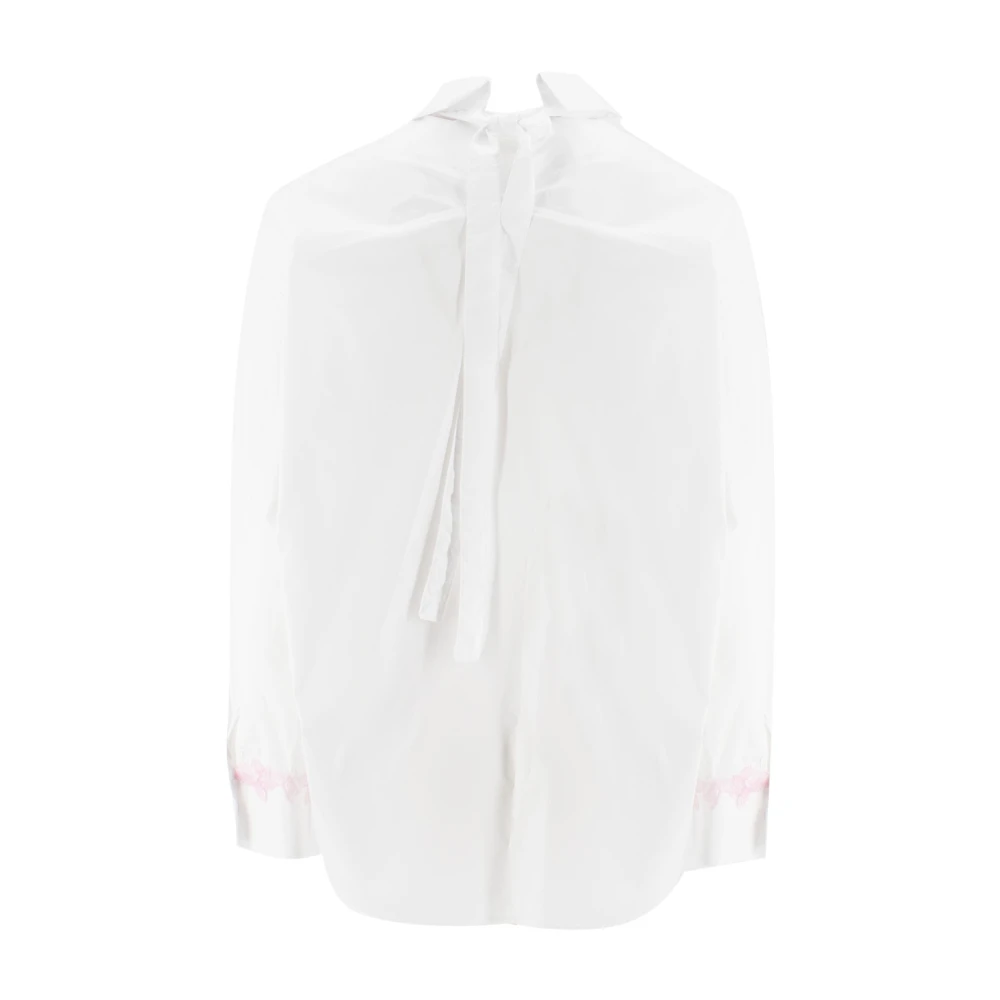 Ermanno Scervino Bloemen geborduurd overhemd met strikdetail White Dames