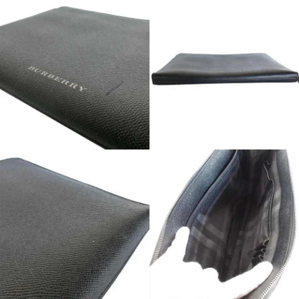 Burberry Vintage Pre-owned Leather clutches Black Dames
