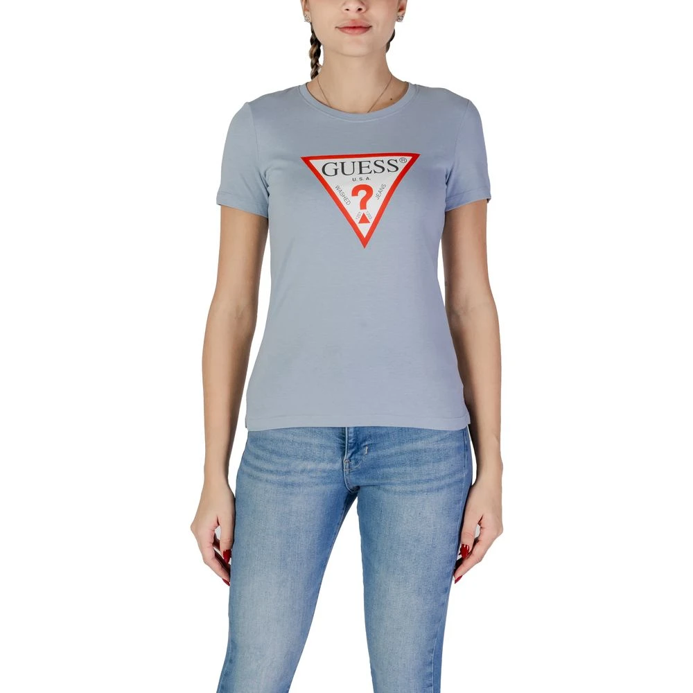 Guess Klassieke Logo Tee Blauw Katoenen T-shirt Blue Dames