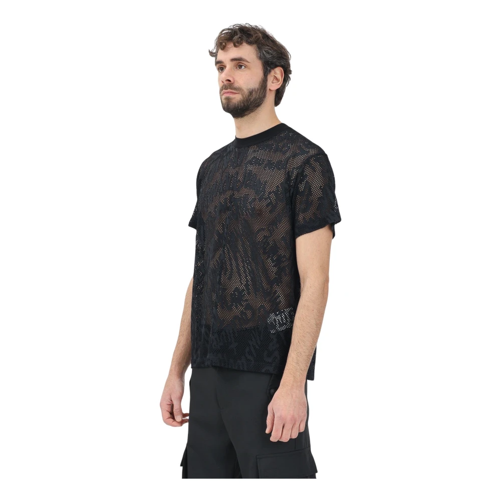 Versace Jeans Couture Zwart Mesh Logo T-shirt Regular Fit Black Heren