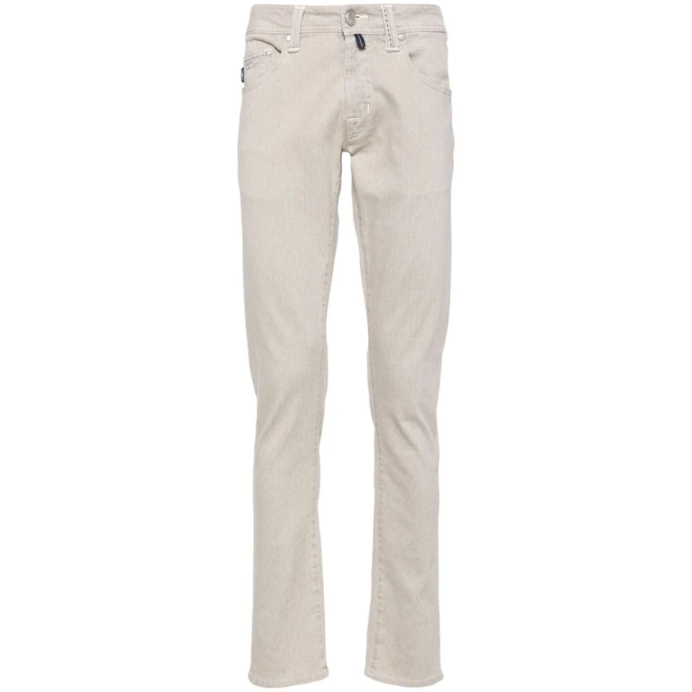 Tramarossa Beige Herringbone Slim Fit Broek Beige Heren