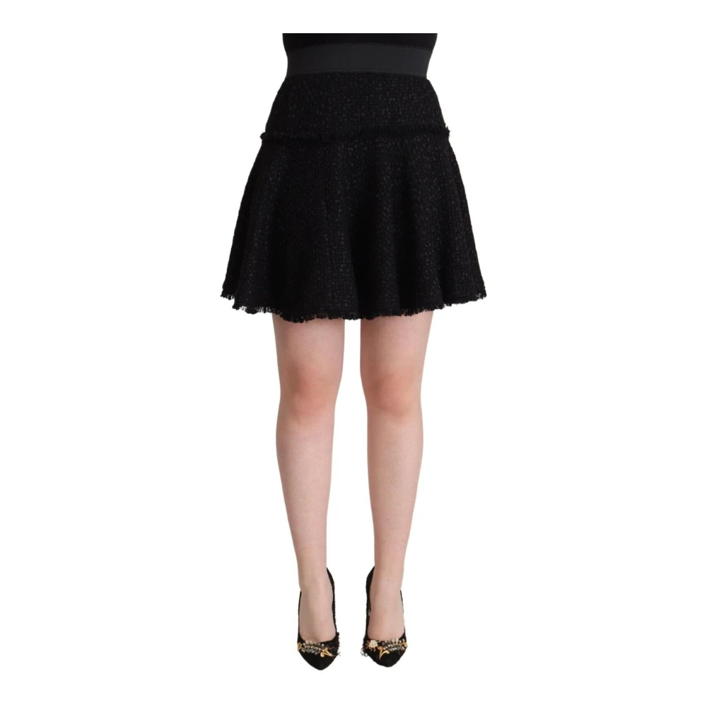 Dolce & Gabbana Women's Black Knitted High Waist A-Line Skirt