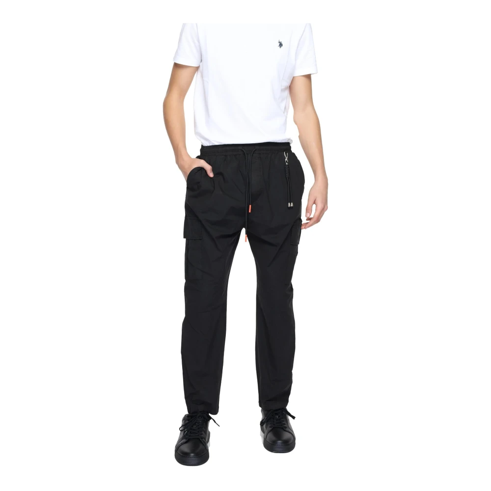 Gianni Lupo Zwarte katoenen broek met veters Black Heren