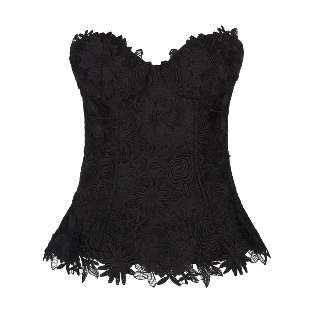 Giuseppe Di Morabito Zwarte Bloemen Macramé Mouwloze Top Black Dames