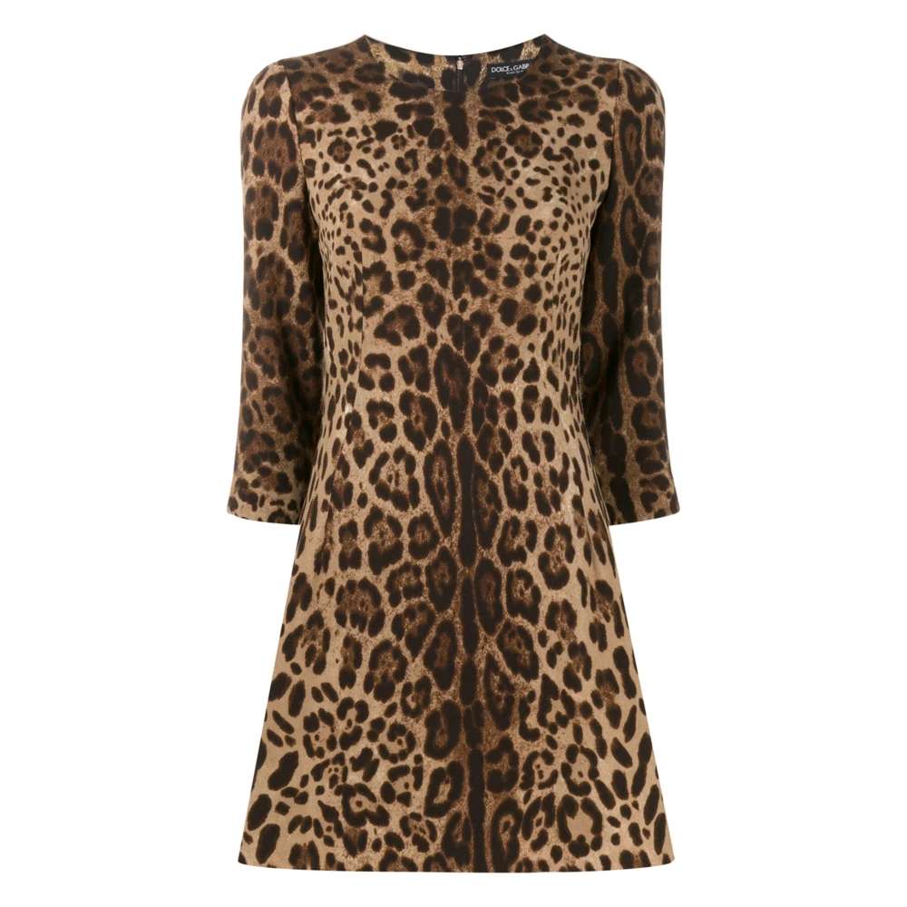 Dolce & Gabbana Luipaardprint Wollen Jurk Leo New Brown Dames