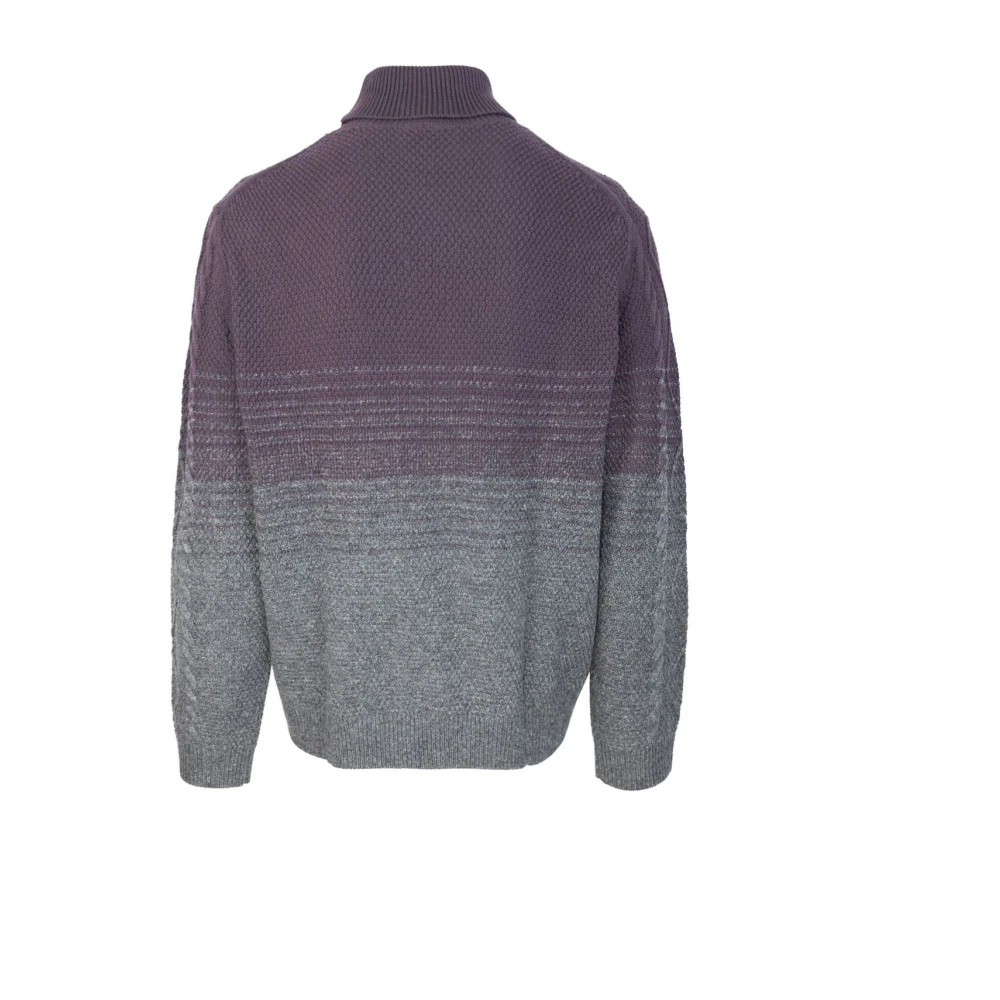 PS By Paul Smith Paarse Trui Hoge Hals Bicolor Gebreid Purple Heren