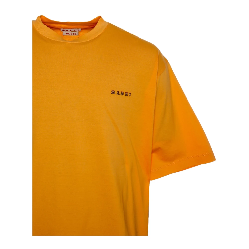 Marni Artistieke Print Boxy Fit T-Shirt Orange Heren
