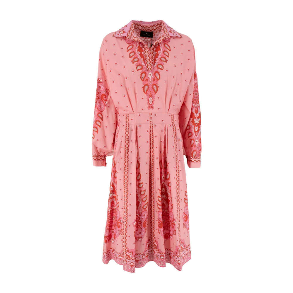 ETRO Bloemen Paisley Midi Jurk Pink Dames