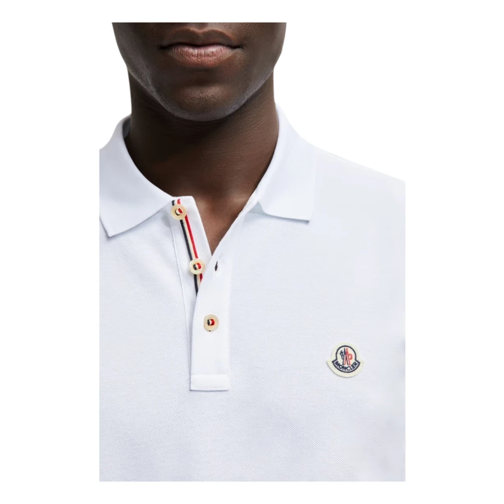 Moncler Logo Patch Polo Shirt White Heren