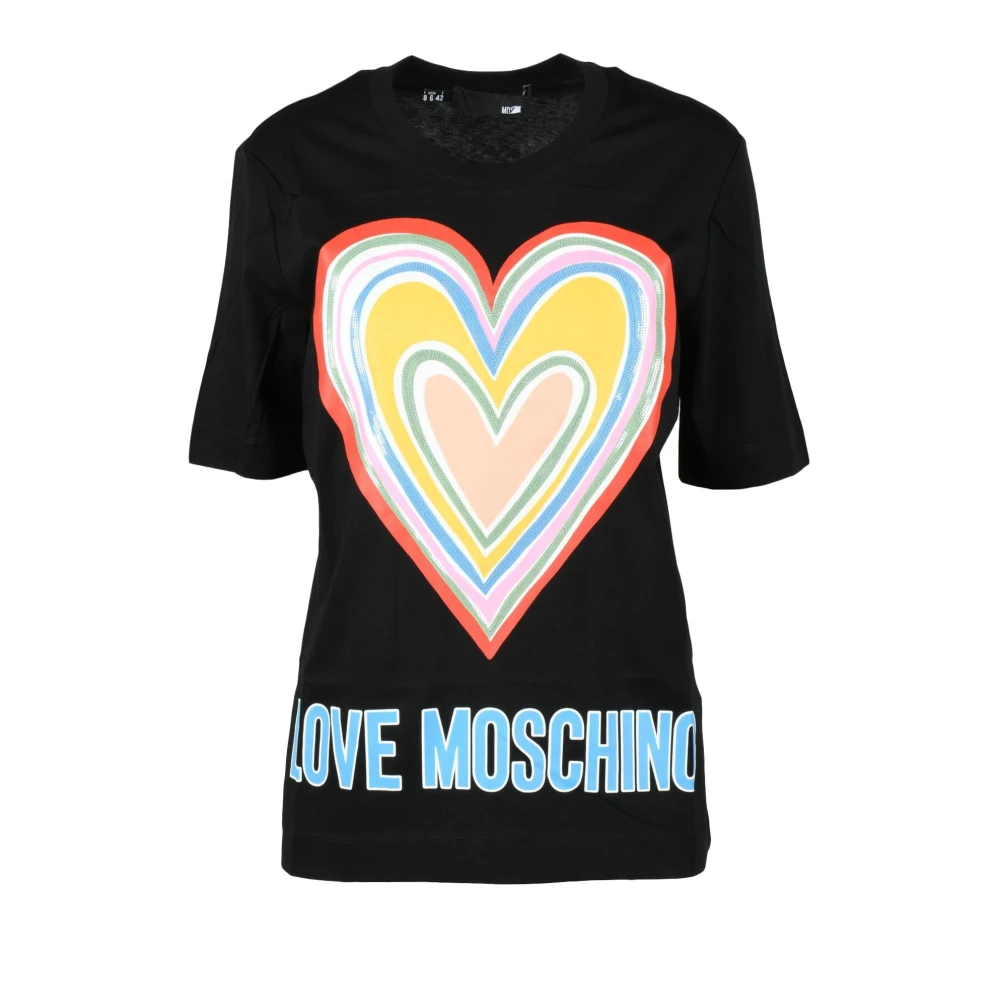 Love Moschino Katoenen T-shirt met Stijlvol Ontwerp Black Dames