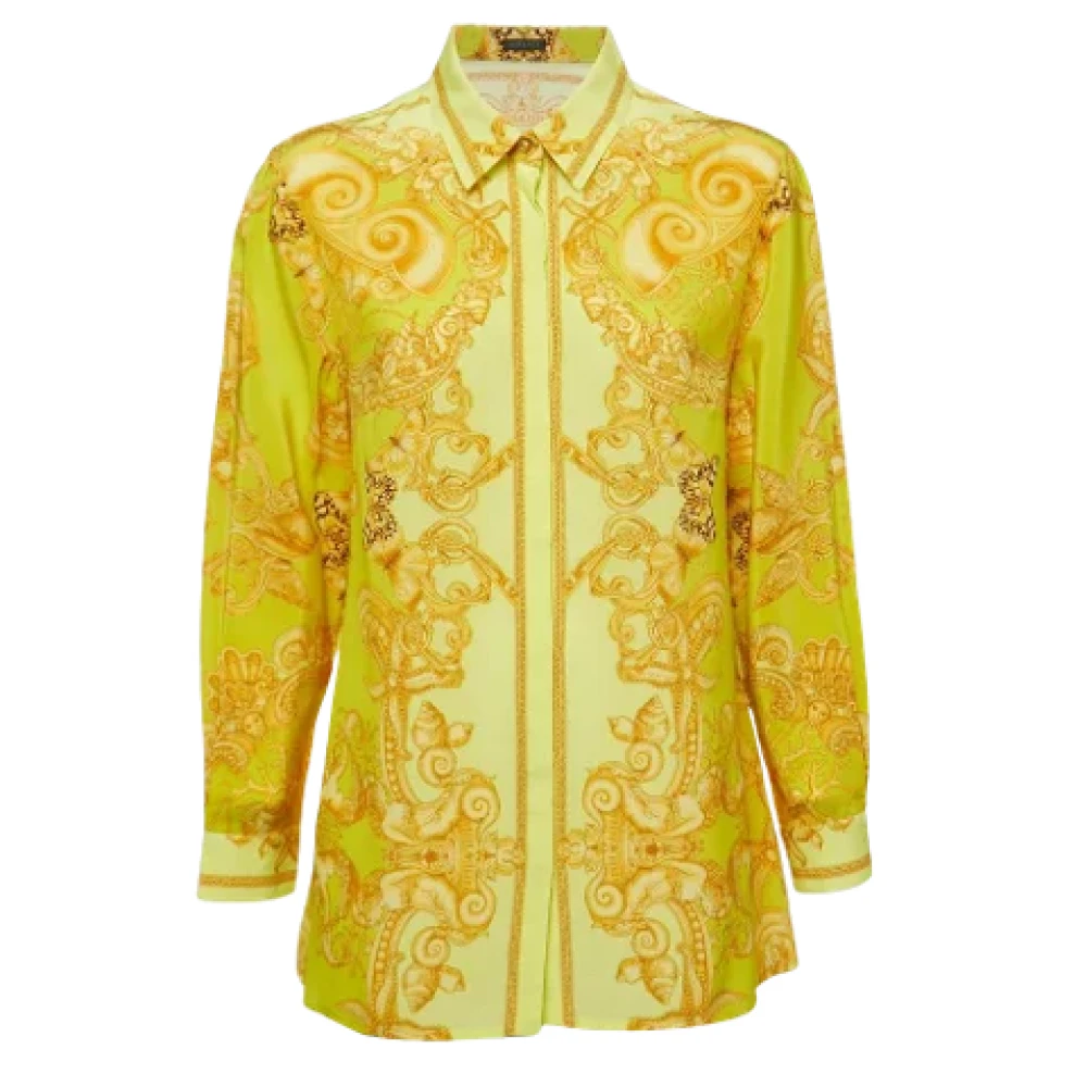 Versace Pre-owned Silk tops Yellow Dames