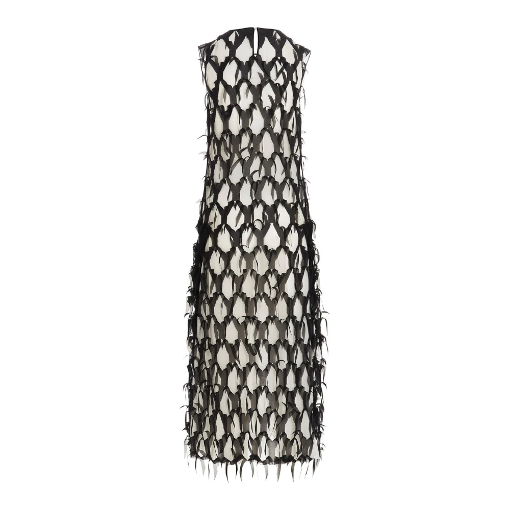 Maison Margiela Zijden Midi Jurk Mouwloos Italië Gemaakt Black Dames