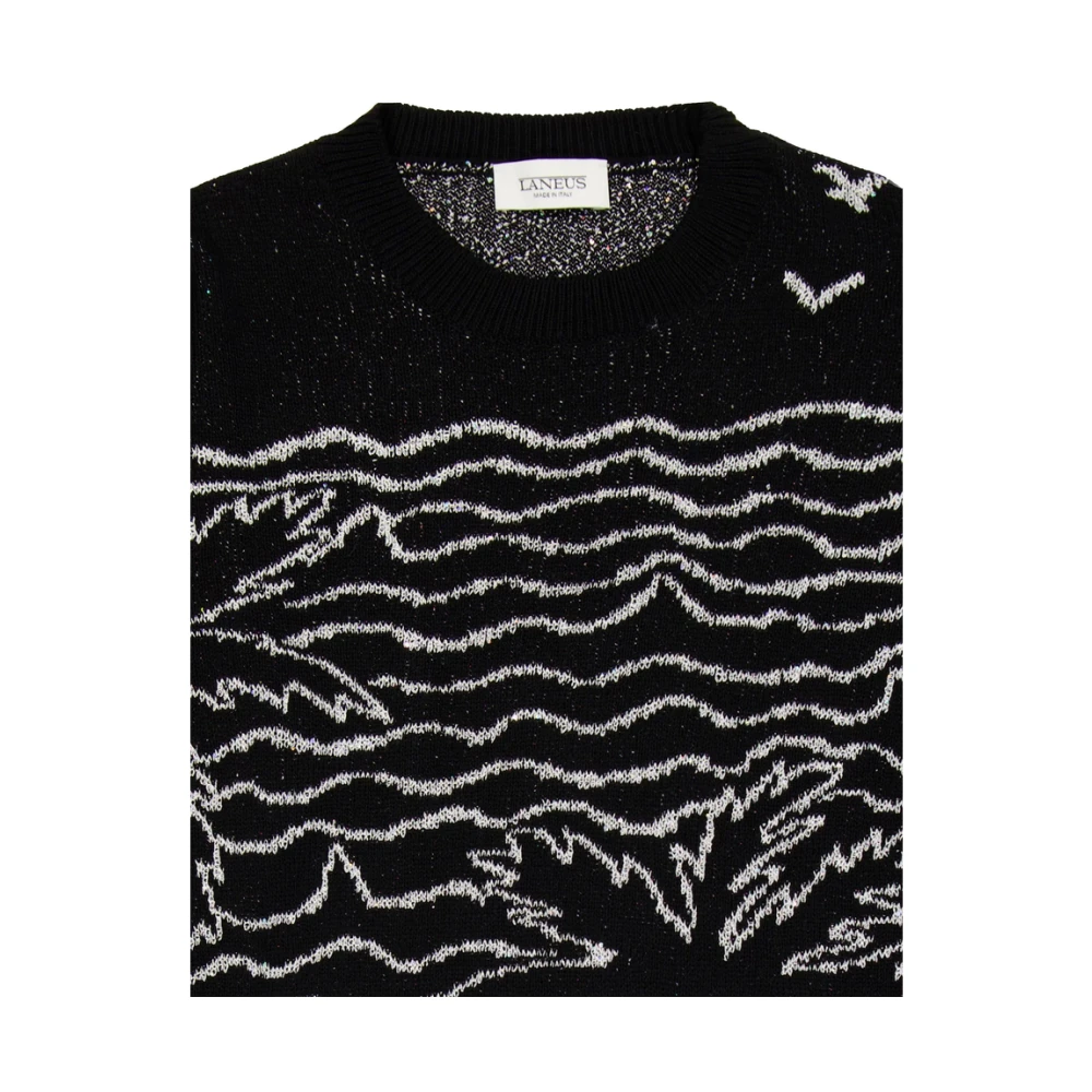 Laneus Zwarte Crew Neck Sweater Black Heren