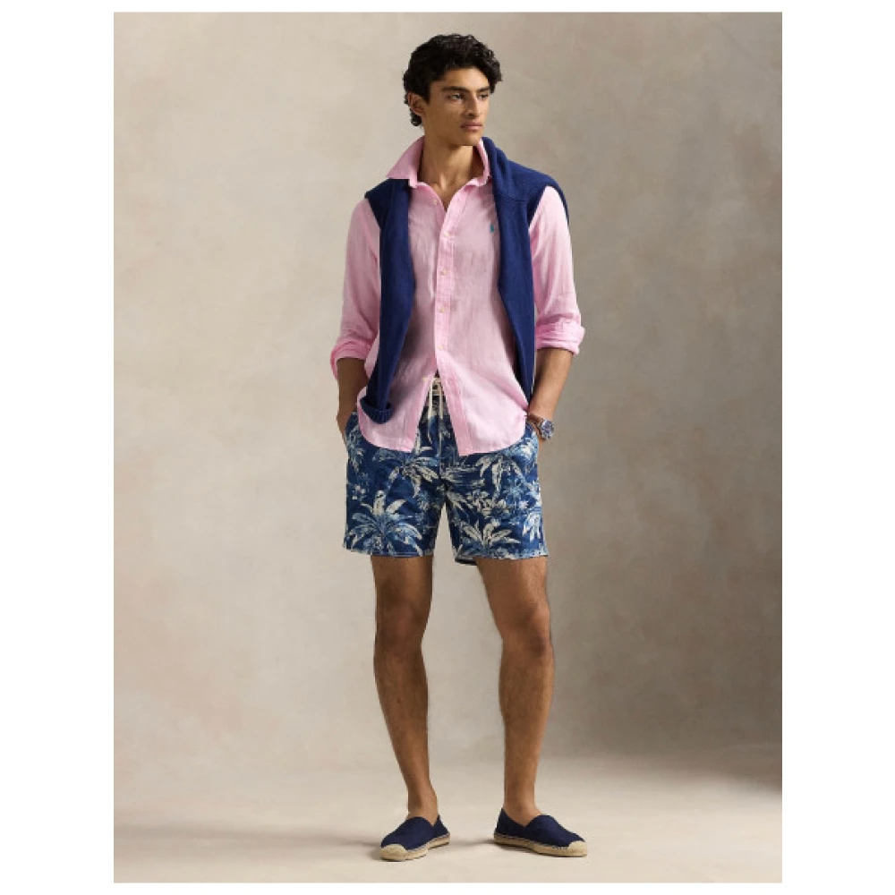 Polo Ralph Lauren Custom Fit Linnen Overhemd Pink Heren