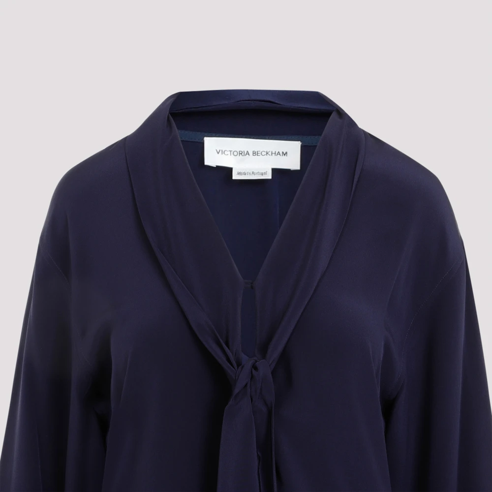 Victoria Beckham Elegante Blauwe Zijden Shirt Blue Dames
