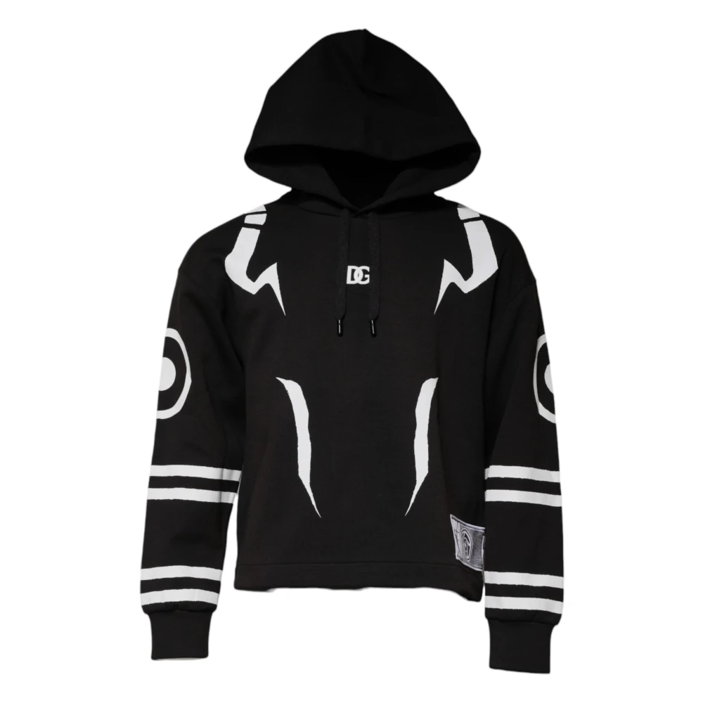 Dolce & Gabbana Men's Black/White Logo Hooded Sweatshirt Sweater