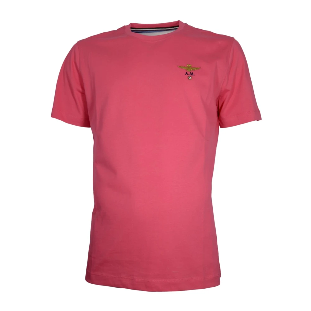 Aeronautica militare Basis Katoen Crew Neck T-shirt Fuchsia Pink Heren